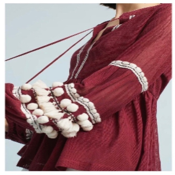 Vineet Bahl Anthropologie Nisha Boho Balloon Sleeves Peasant Top Size M - Picture 7 of 16